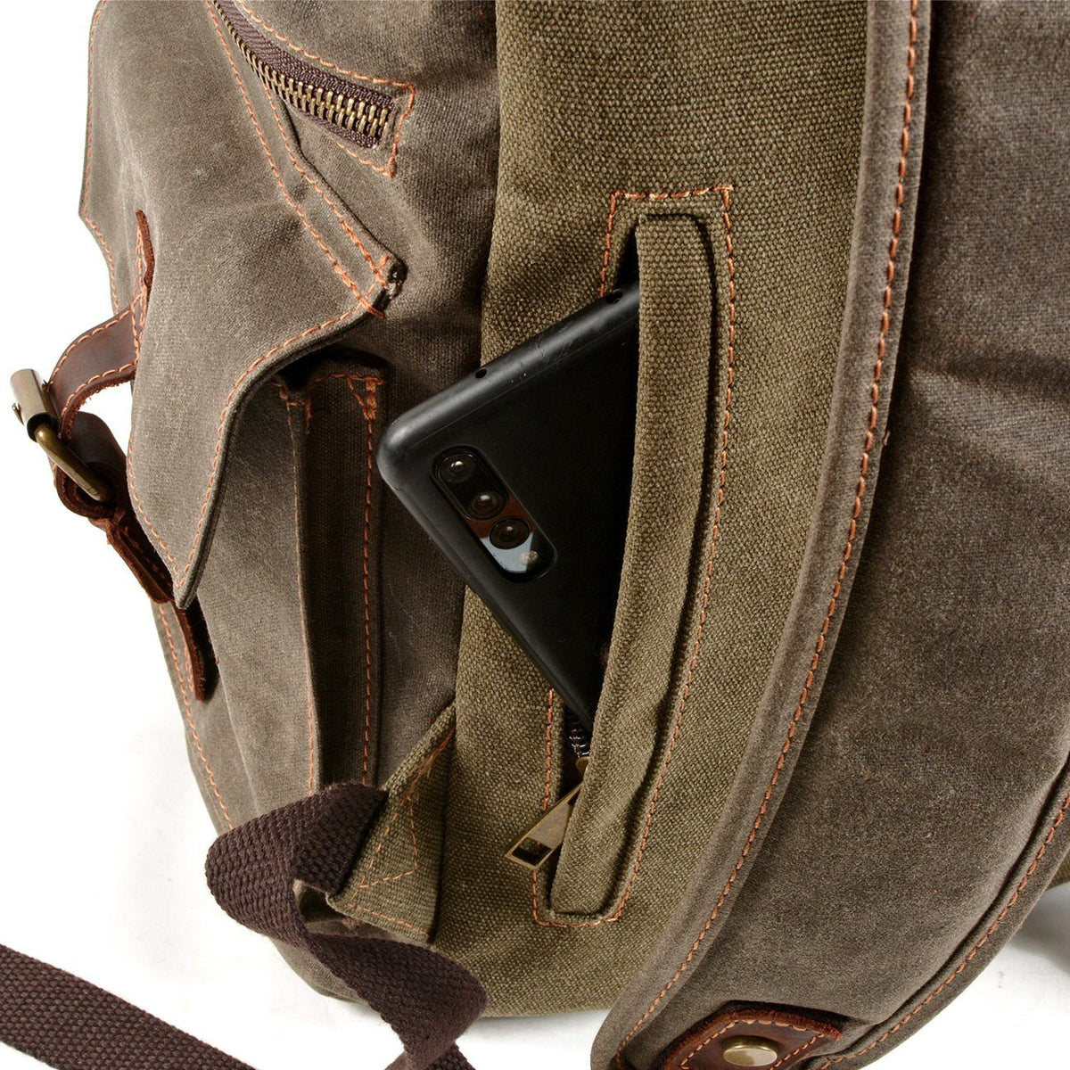 Brian | Spacious Canvas Backpack | Real Leather