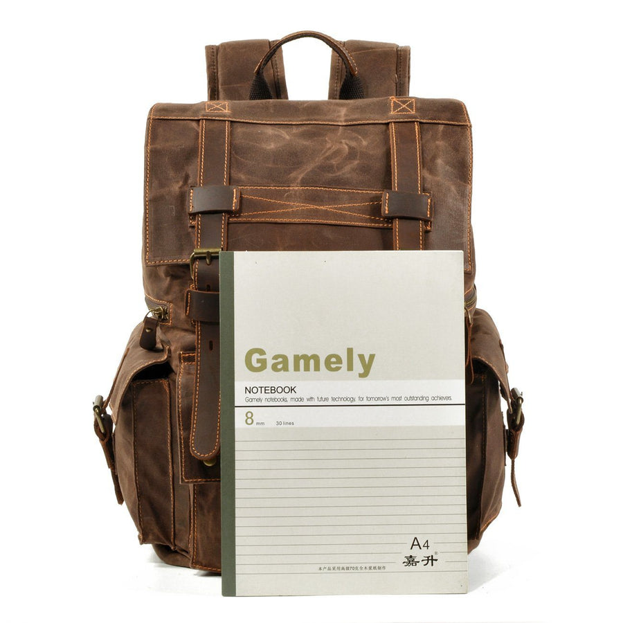 Brian | Spacious Canvas Backpack | Real Leather