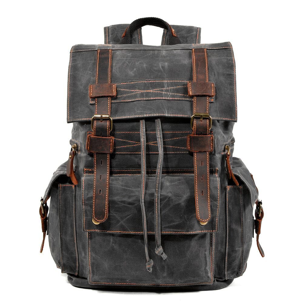 Brian | Spacious Canvas Backpack | Real Leather