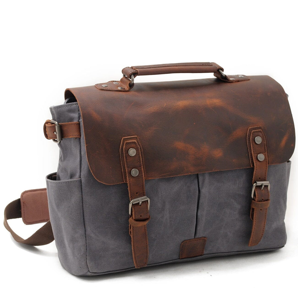 Alexander |  Vintage-Style Canvas Shoulder Bag | Real Leather