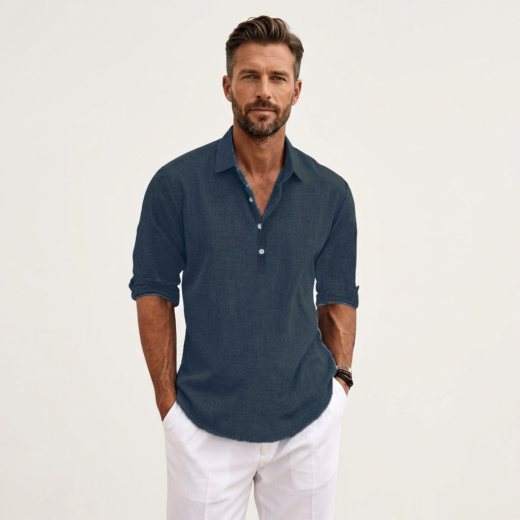 Enzo | Linen Henley Shirt