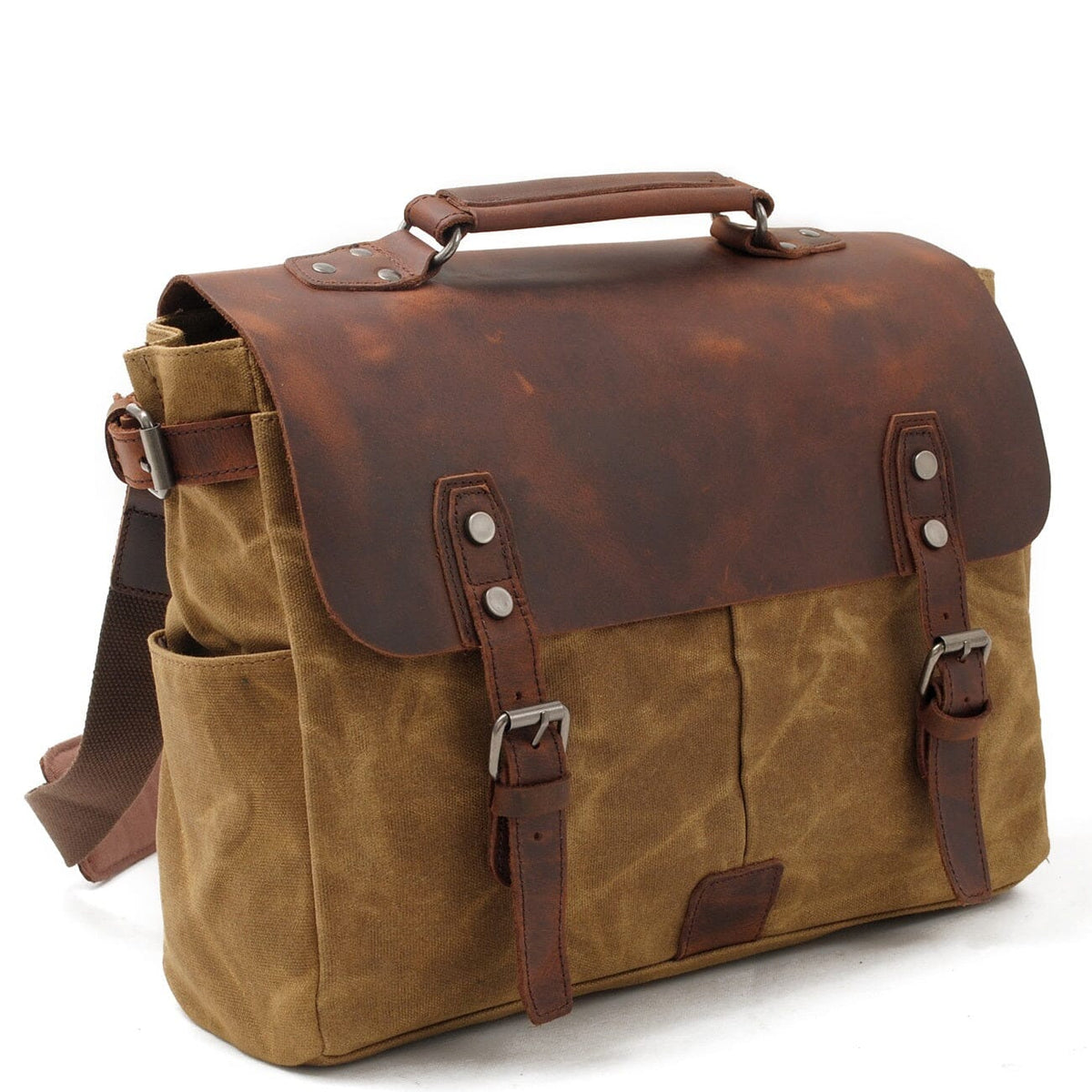 Alexander |  Vintage-Style Canvas Shoulder Bag | Real Leather