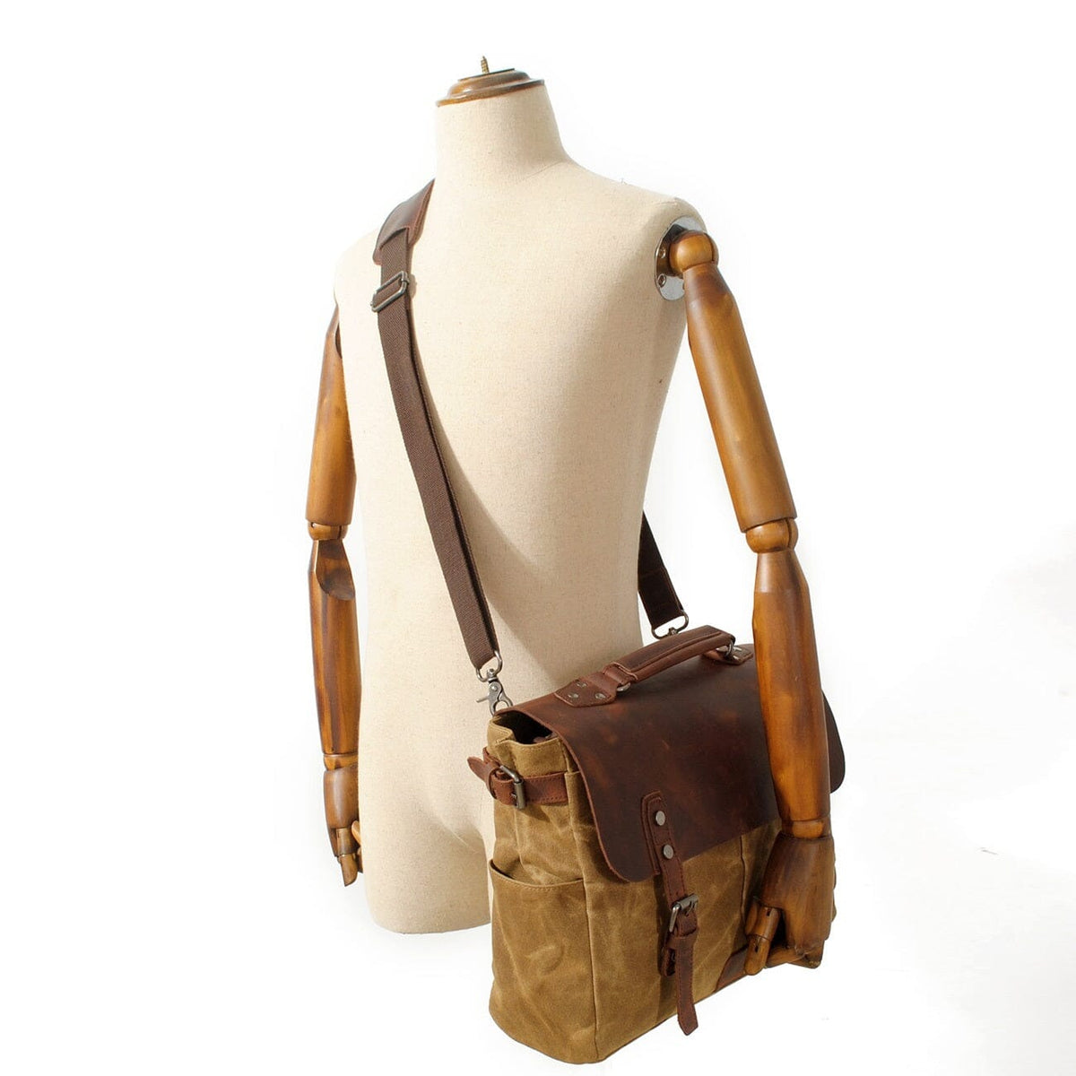 Alexander |  Vintage-Style Canvas Shoulder Bag | Real Leather