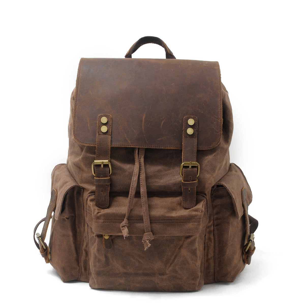 Jacob | Solid Waxed Canvas Backpack | Real Leather