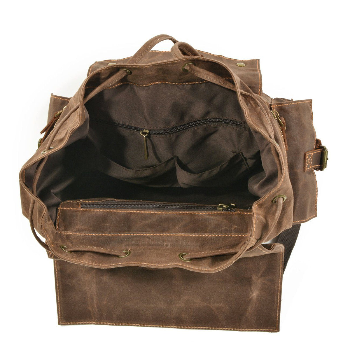Brian | Spacious Canvas Backpack | Real Leather