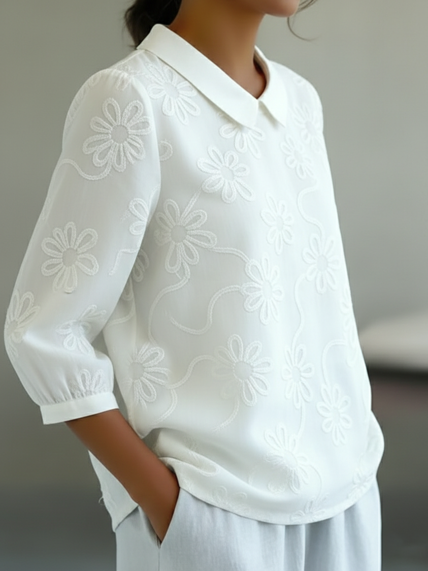 DAISY EMBROIDERED BLOUSE | SUNSHINE YELLOW