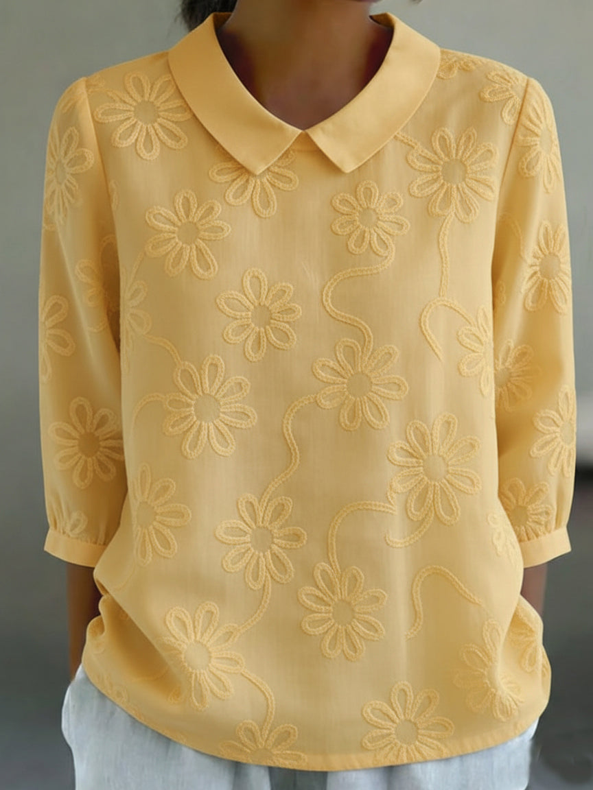 DAISY EMBROIDERED BLOUSE | SUNSHINE YELLOW