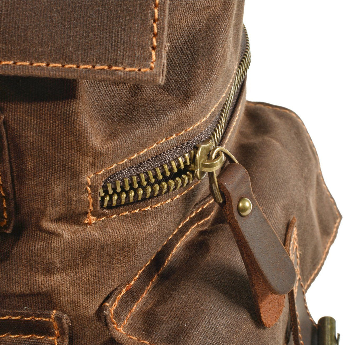 Brian | Spacious Canvas Backpack | Real Leather
