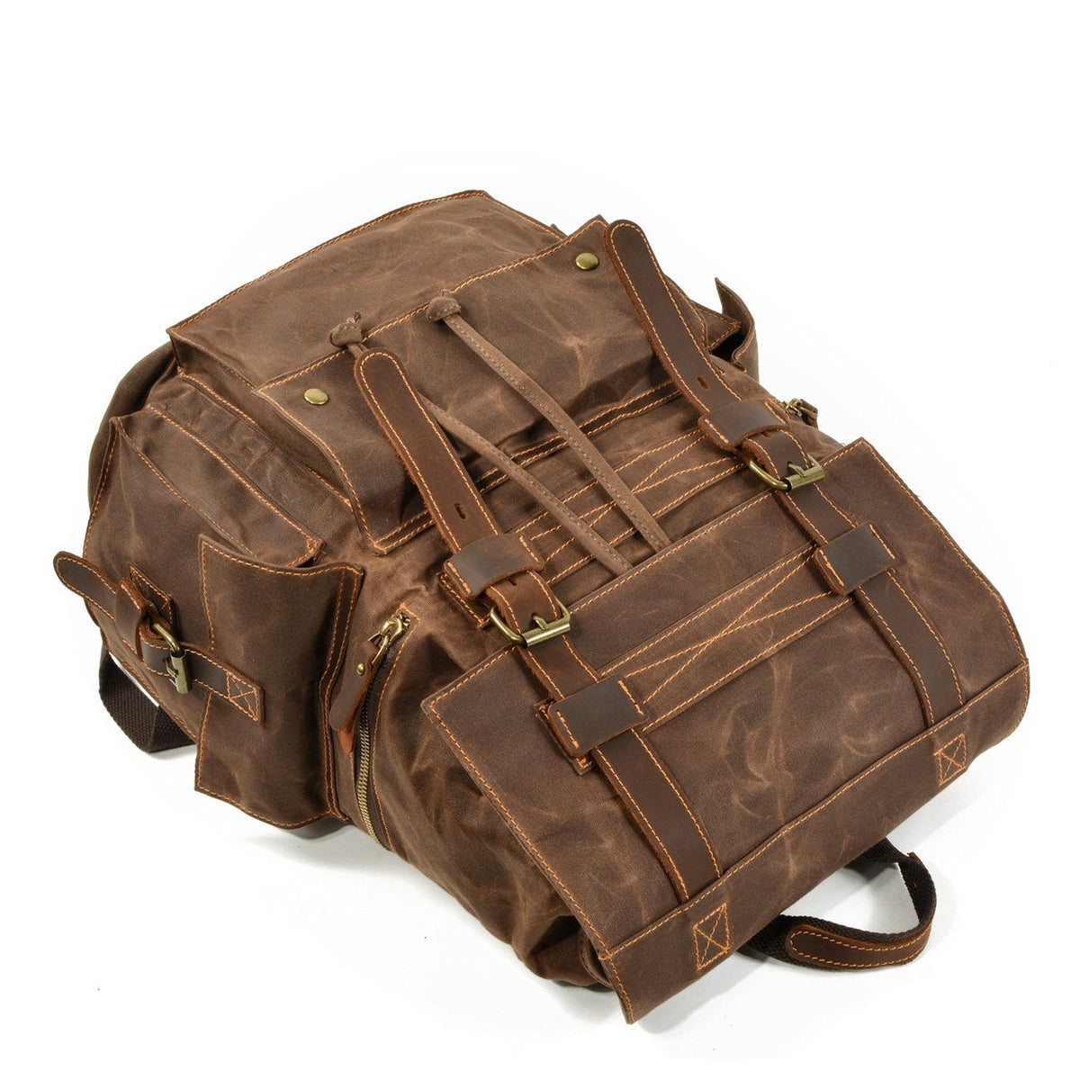 Brian | Spacious Canvas Backpack | Real Leather