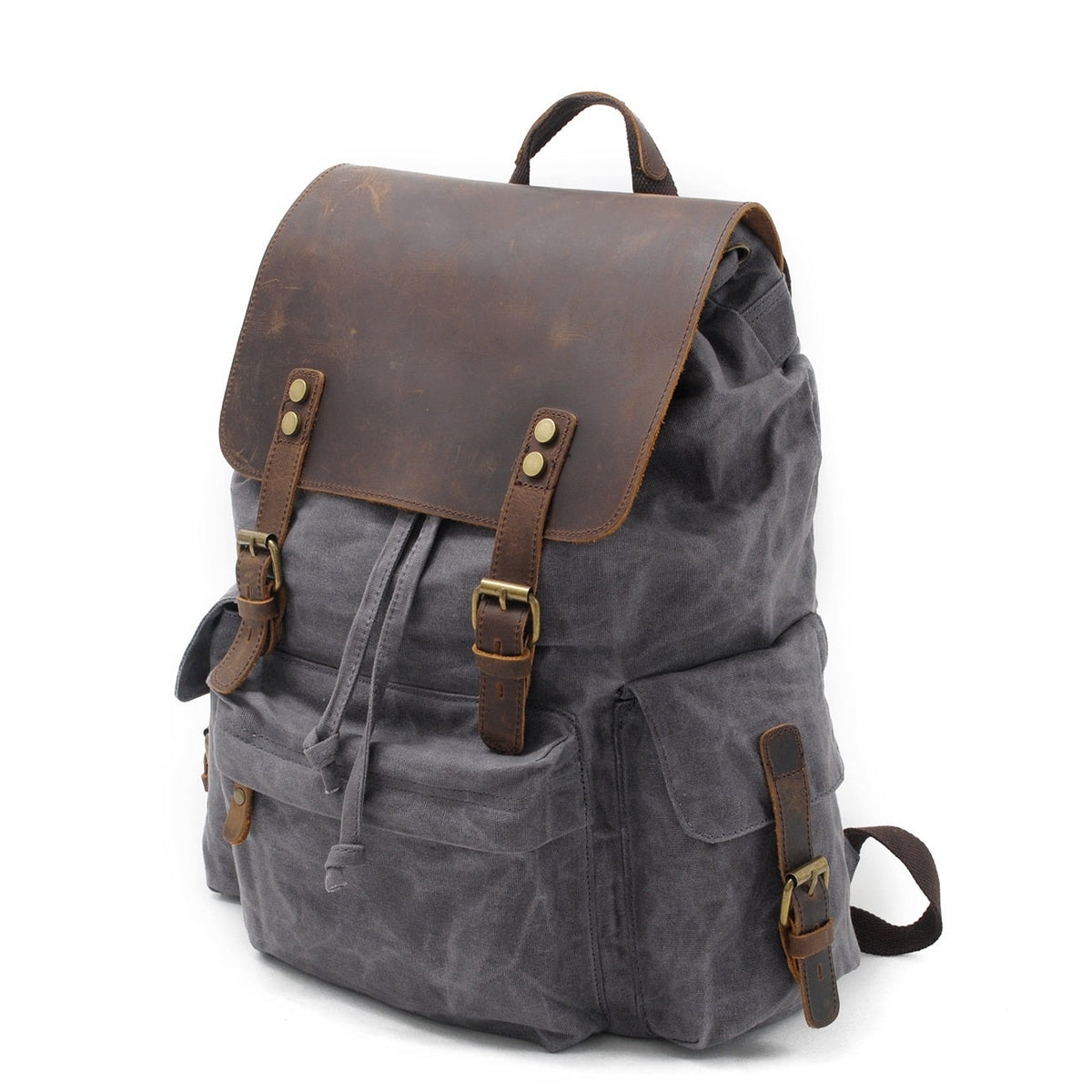 Jacob | Solid Waxed Canvas Backpack | Real Leather