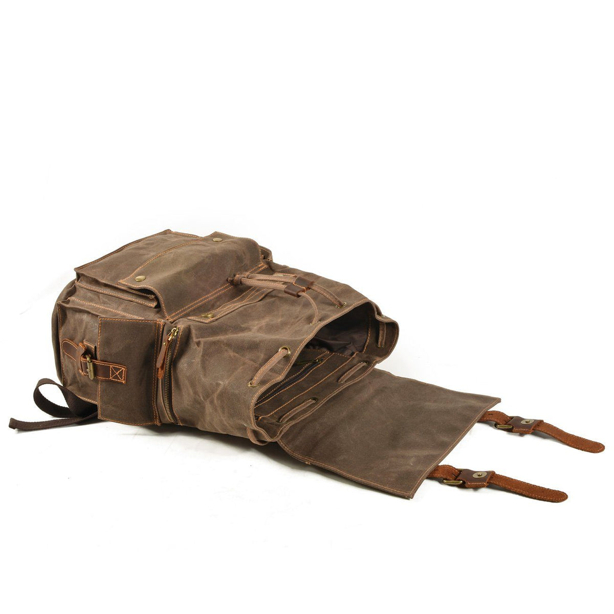 Brian | Spacious Canvas Backpack | Real Leather